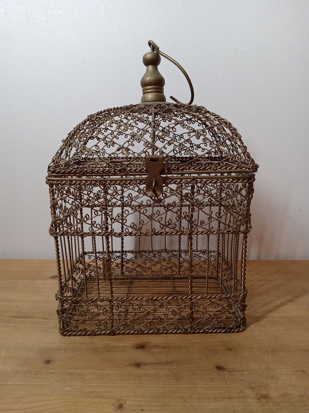 Antique Victorian Ornate Gold Hanging Bird Cage French Flower Planter Cottage