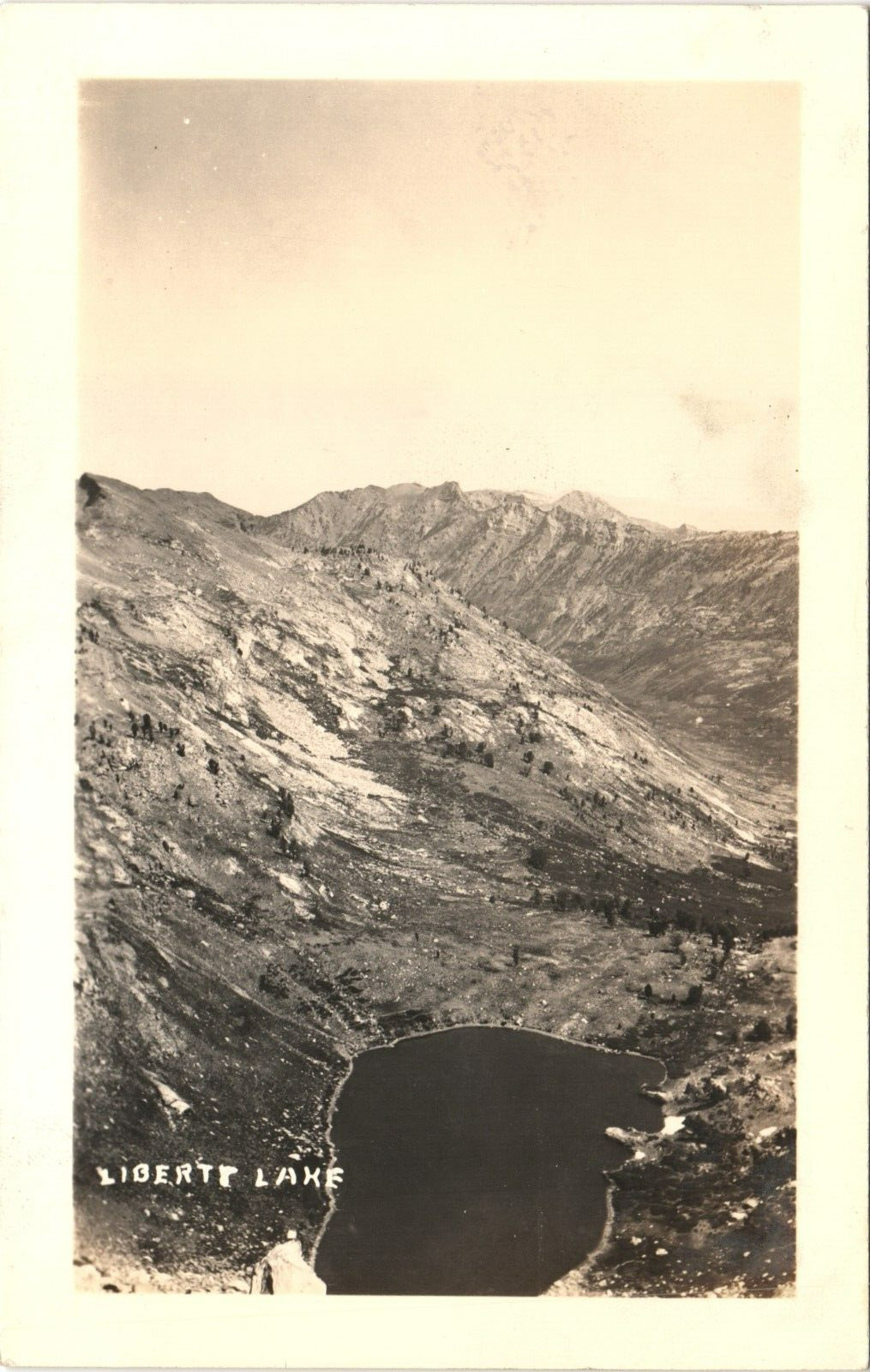 LIBERTY LAKE original real photo postcard rppc ELKO NEVADA NV 1940s