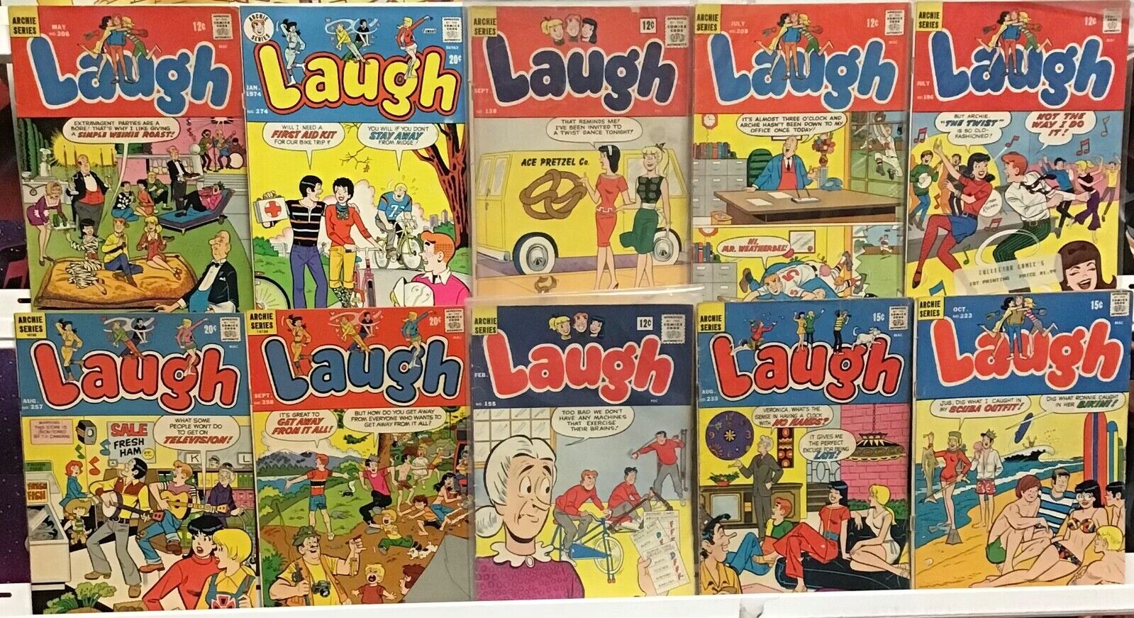 Archie Series Laugh Vintage 20 Cents or Less Comic Book Lot of 10