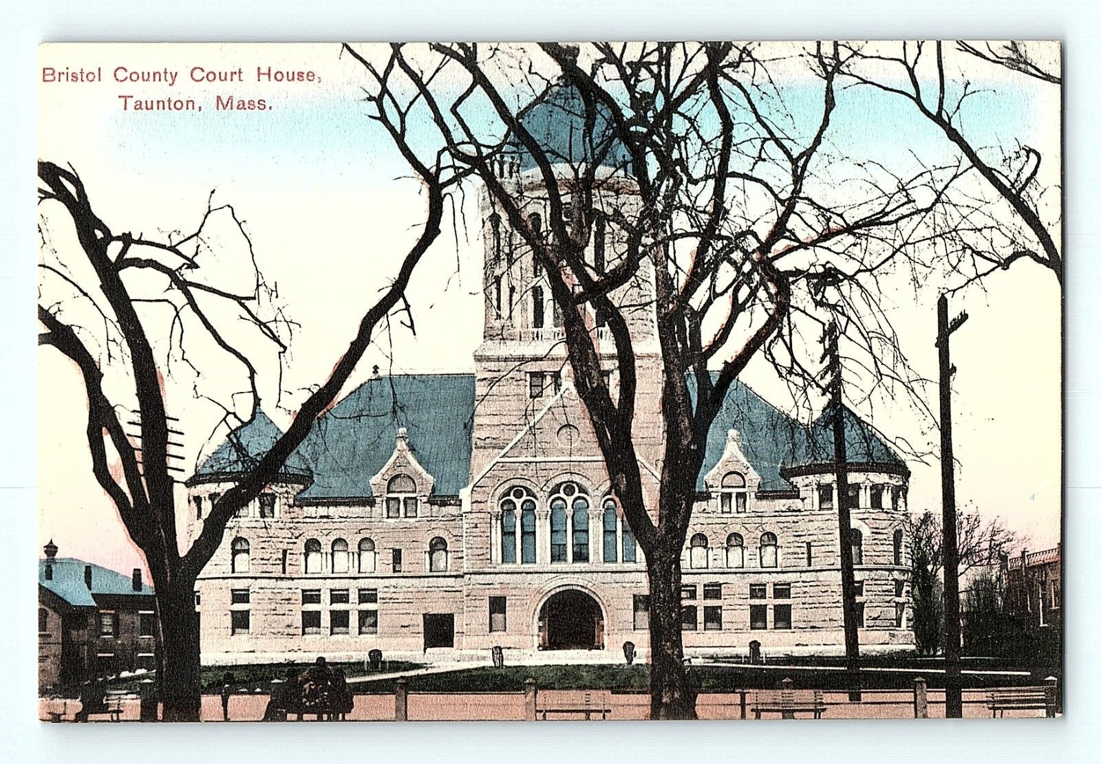 Bristol County Court House Taunton Massachusetts Vintage Postcard E1