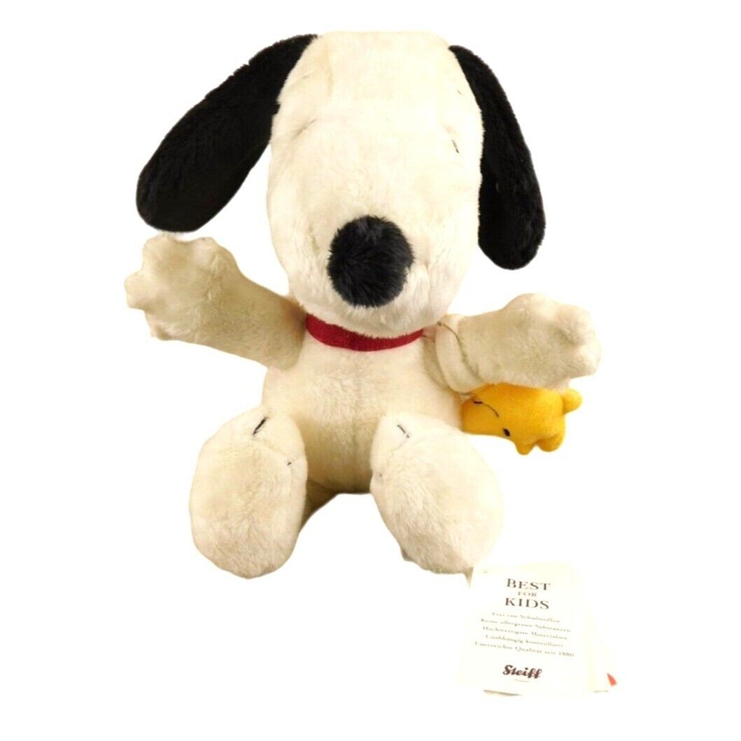 Steiff Peanuts Snoopy and Woodstock Plush with Tags Ear Button 12 Inch