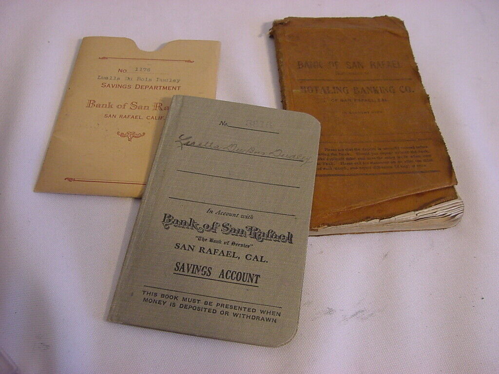 VTG - 1925 1925 BANK OF SAN RAFAEL CA SAVING ACCOUNT BOOKS 