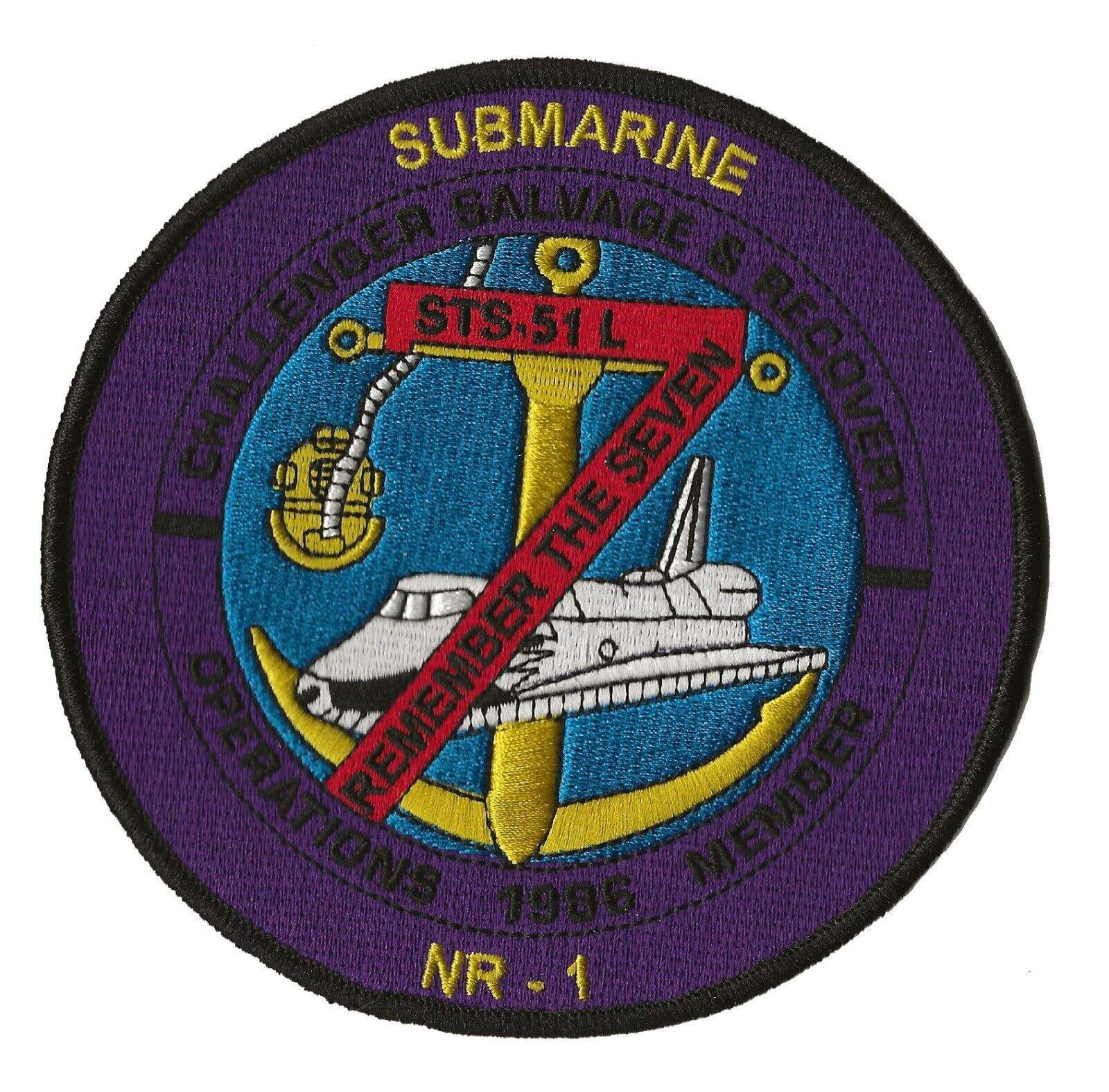 US Navy Submarine NR-1 NASA space shuttle Challenger recovery salvage patch