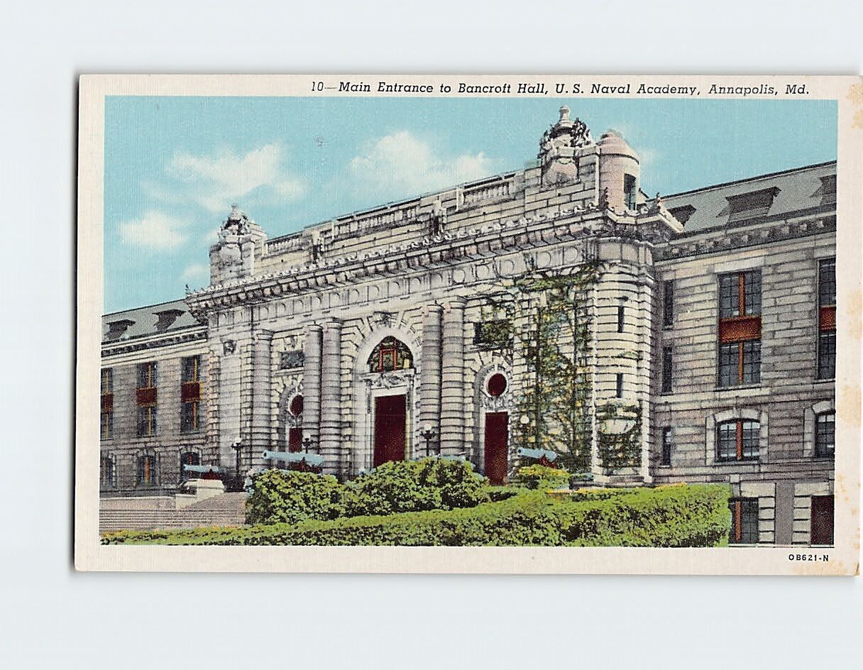 Postcard Main entrance to Bancroft Hall US Naval Academy Annapolis Maryland USA