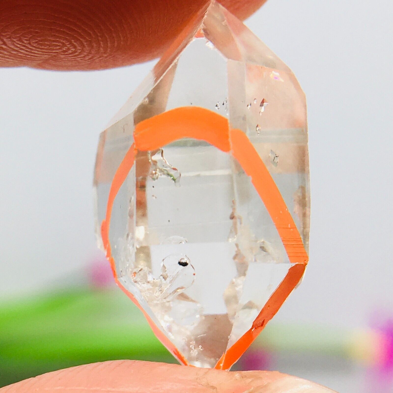 TOP Natural Herkimer diamond crystal enhydro Moving water quicksand Droplet 3.4G