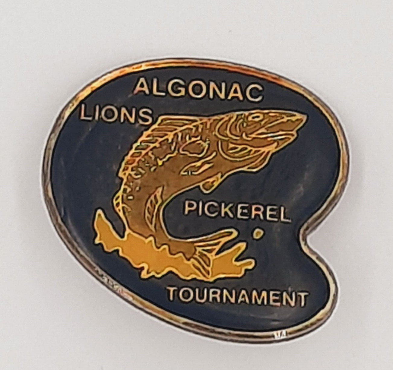Algonac Lions Club Pickerel Tournament Blue Gold Pin Michigan 11-D-2 Vintage