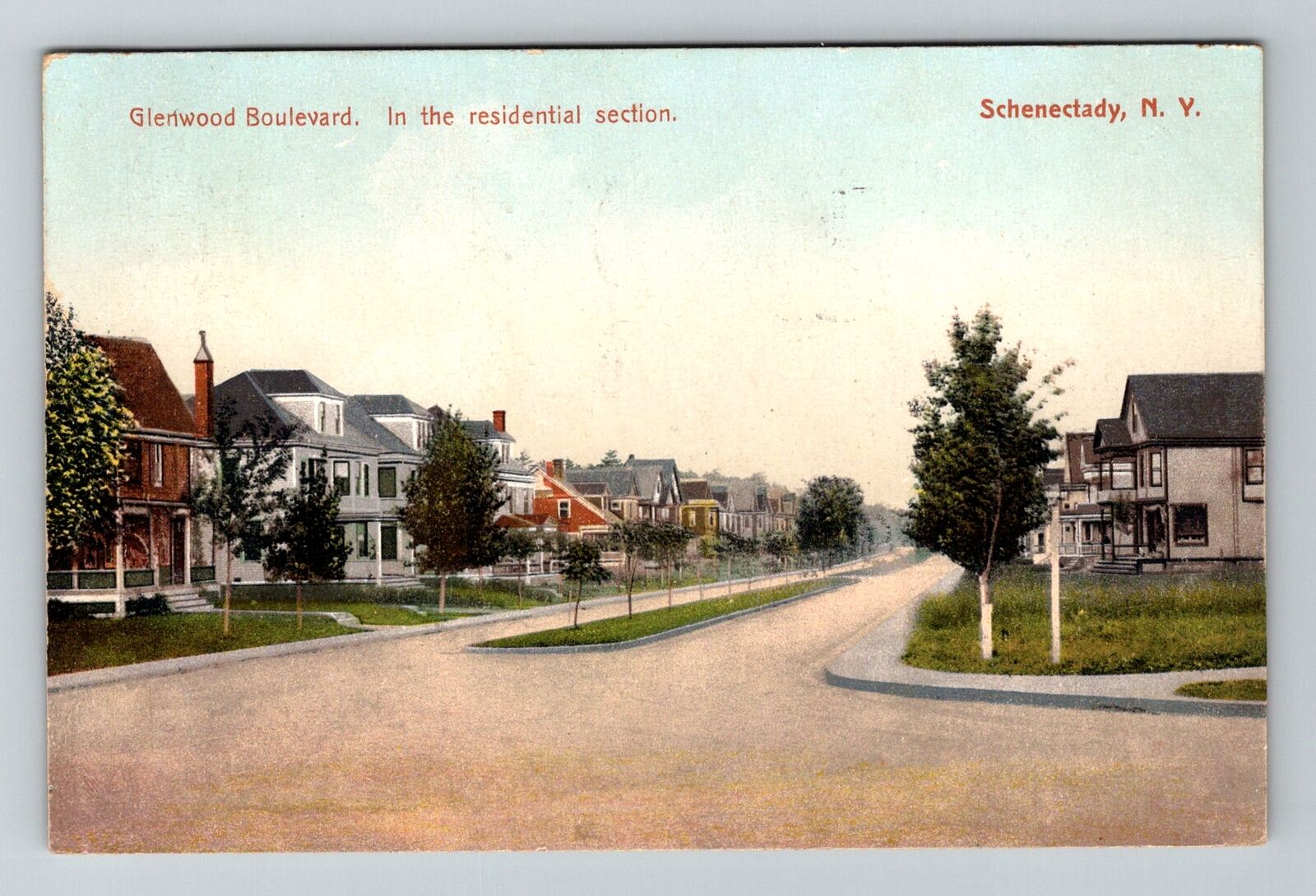 Schenectady NY-New York, Glenwood Blvd Residential Area, c1908 Vintage Postcard