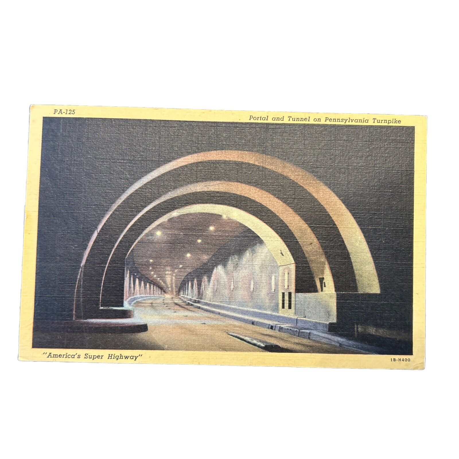 Vintage Linen Postcard 1947 Pennsylvania Turnpike Martha, Washington postage