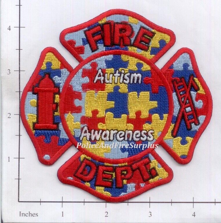 Autism Awareness Fire Rescue Fire Dept Patch