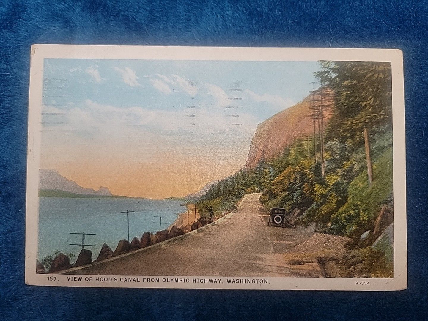 vintage postcard washington state hoods canal olympic highway signed posted 1930