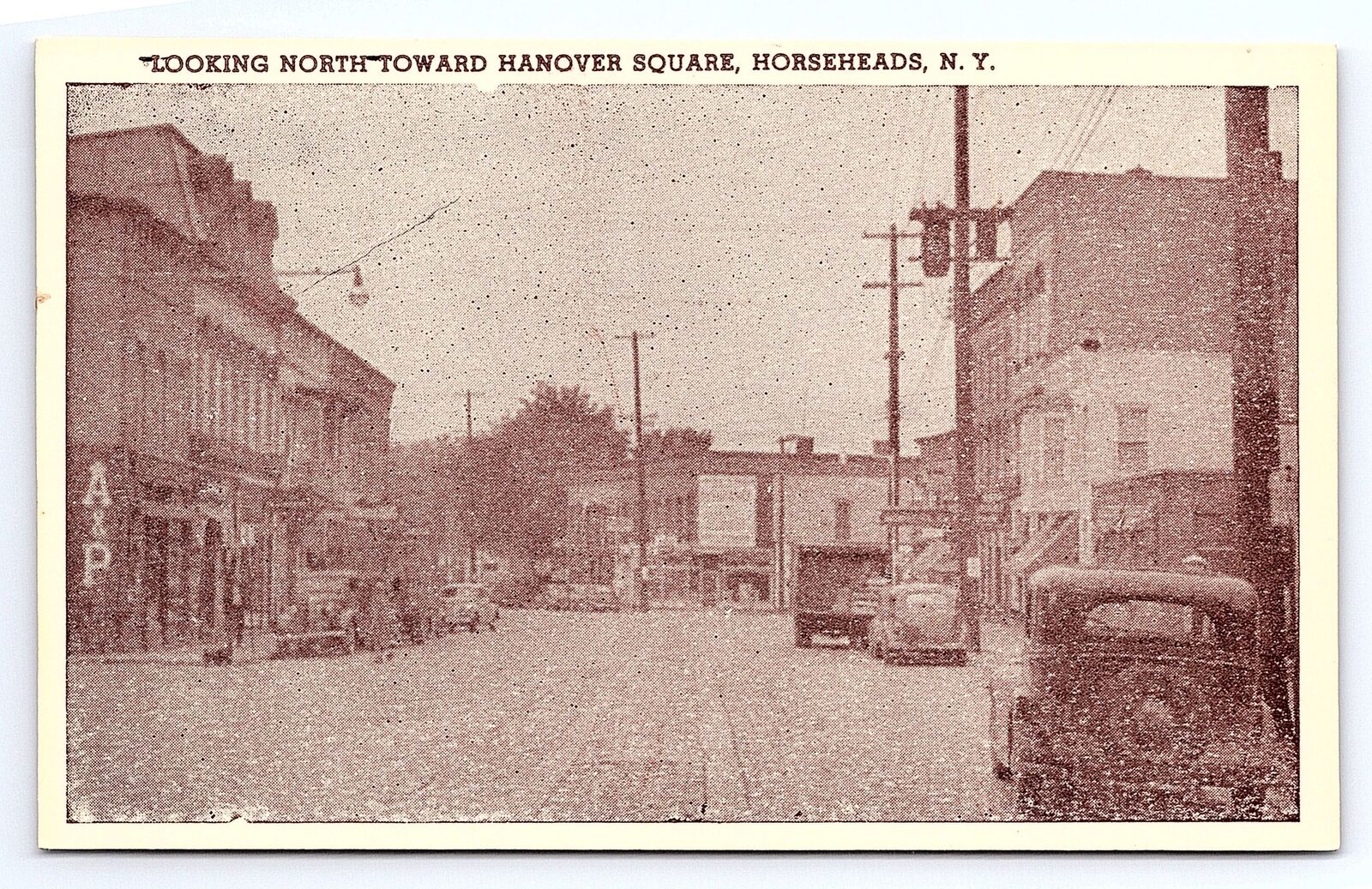 Postcard Looking North Toward Hanover Square Horseheads New York