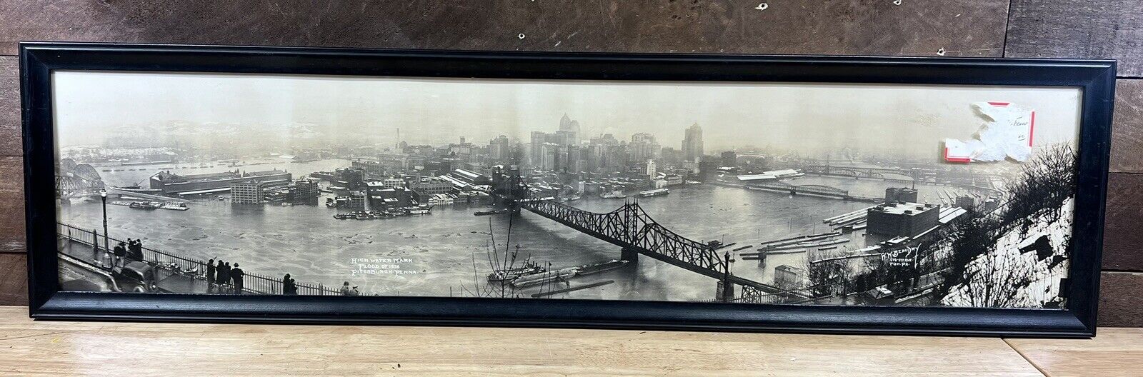 Antique Yard Long Photo Of The 1936 High Water Mark Flood Pittsburgh, Penna. 