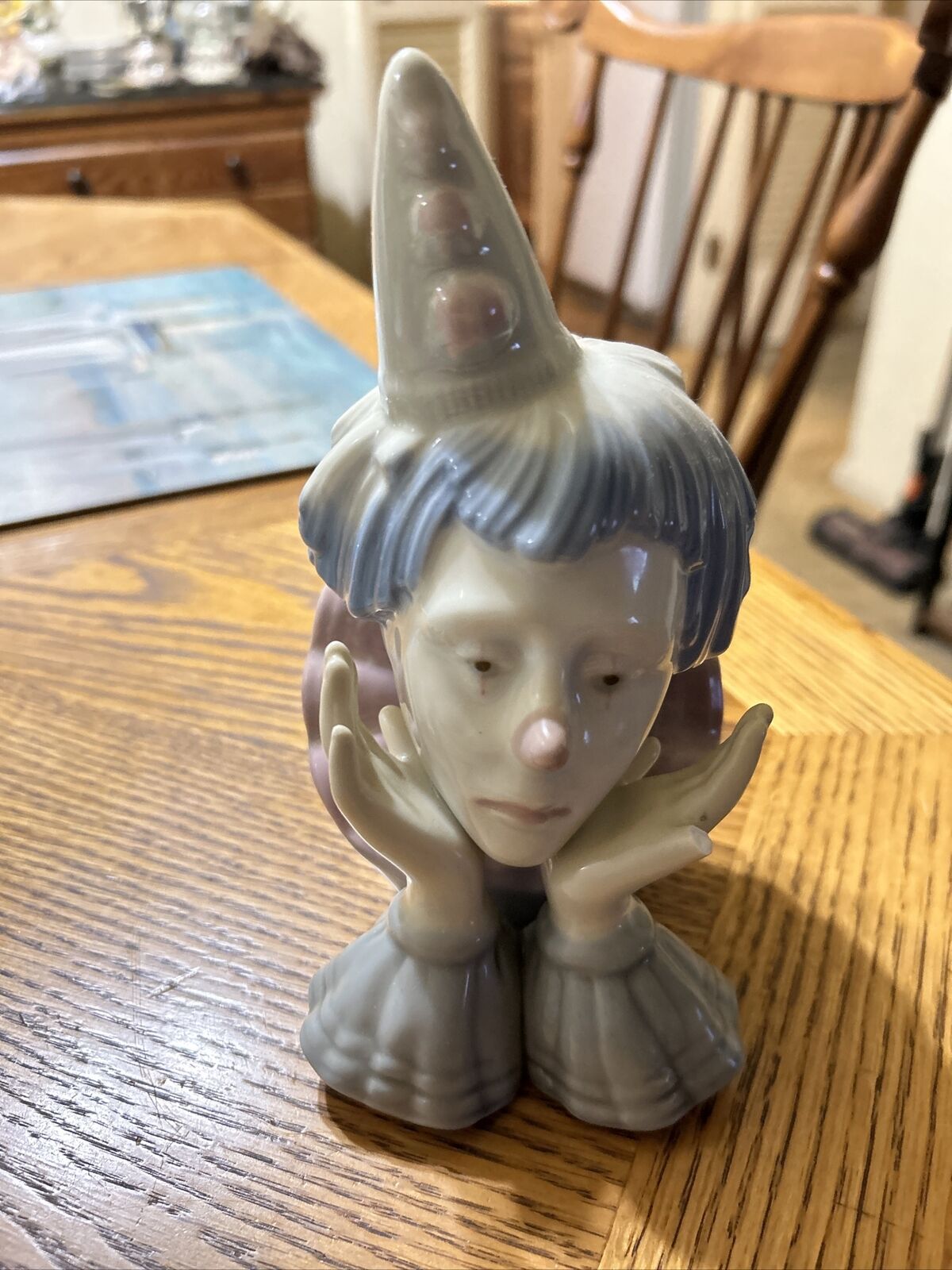 Vintage Meico Sad Pierrot Clown Head in Hands Porcelain by Paul Sebastian