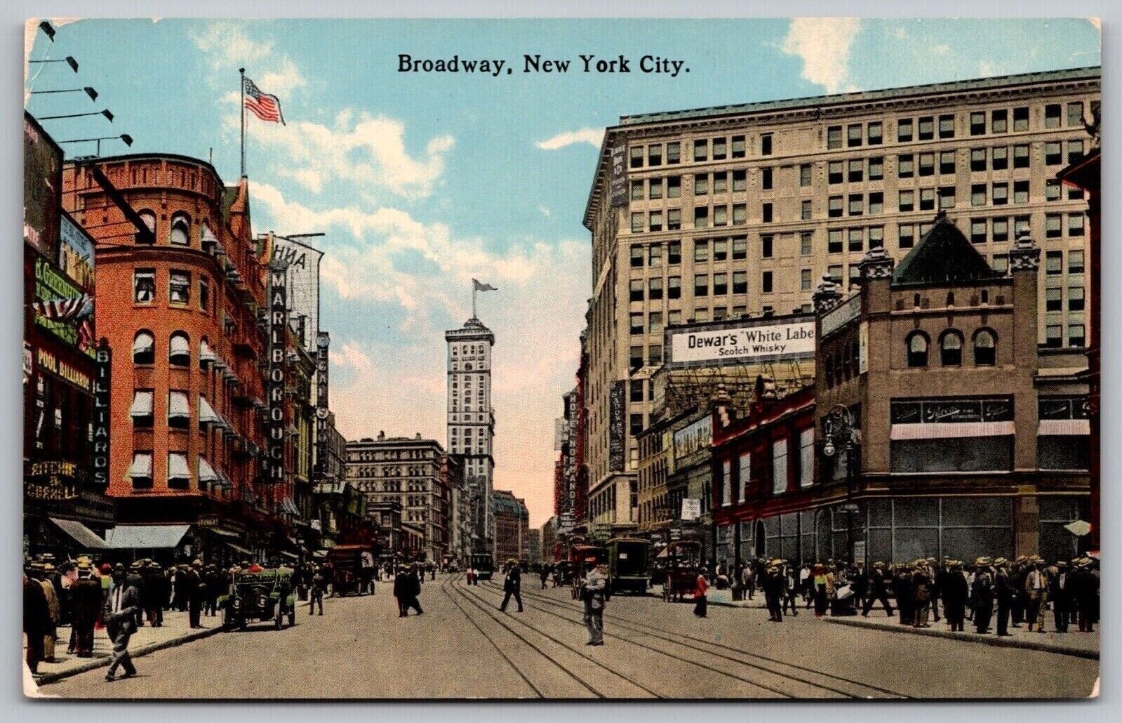 Broadway New York City Nyc Trolley Postcard