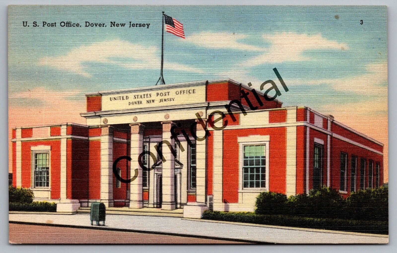 1940s US Post Office Building At Dover New Jersey NJ Linen Postcard H281