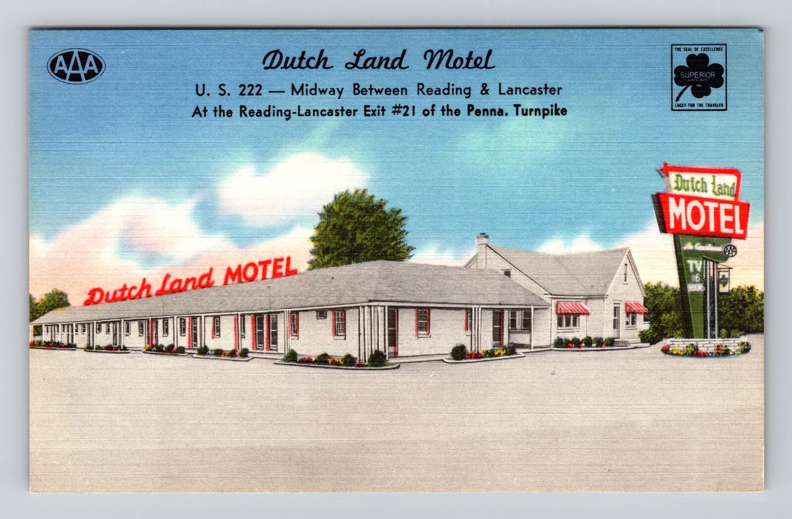 Lancaster PA-Pennsylvania, Dutch Land Motel Advertising, Vintage Postcard