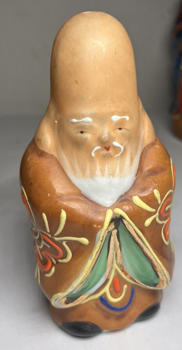VTG Japanese 1940s Kutani Lucky God Moriage Porcelain Figurines Immortal 3-1/2”