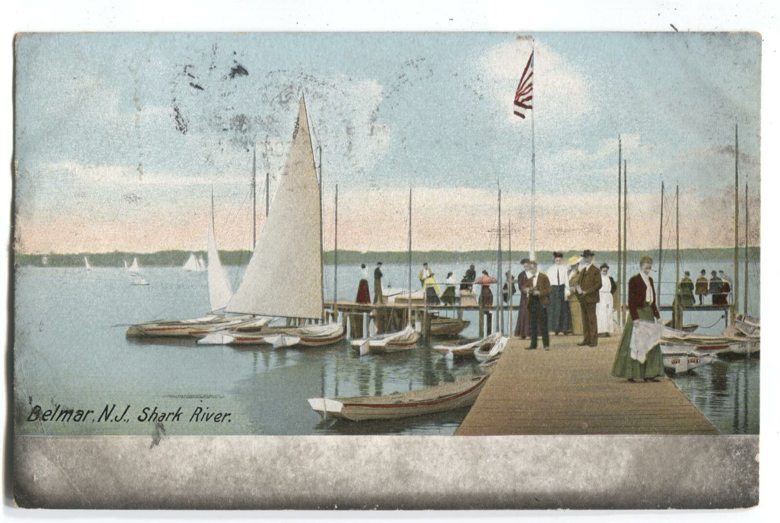 Postcard Shark River Belmar NJ 1905