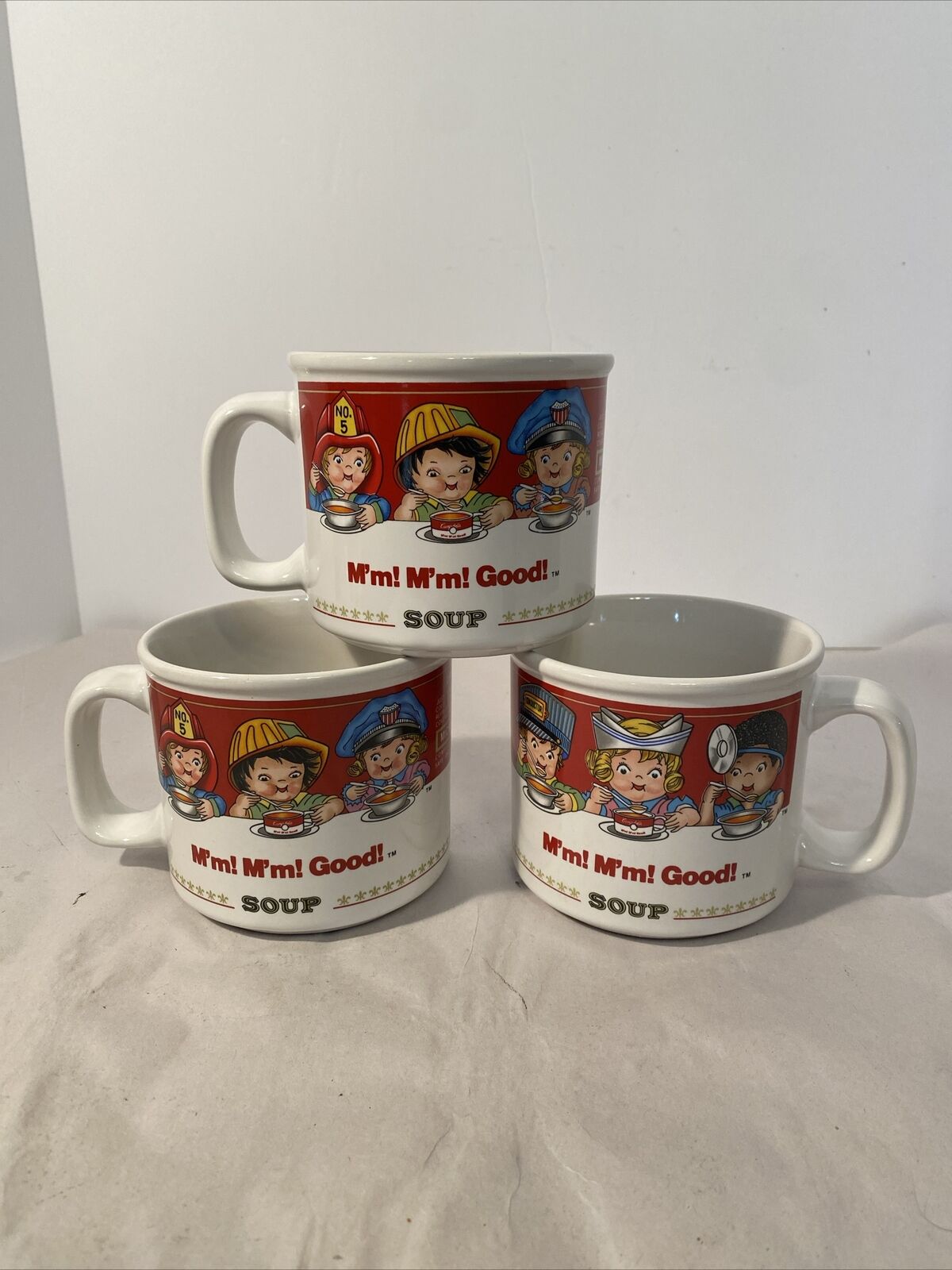 3 Vintage 1991 Campbell’s Soup Mug Cup Bowl M’m M’m Good  By Westwood EX