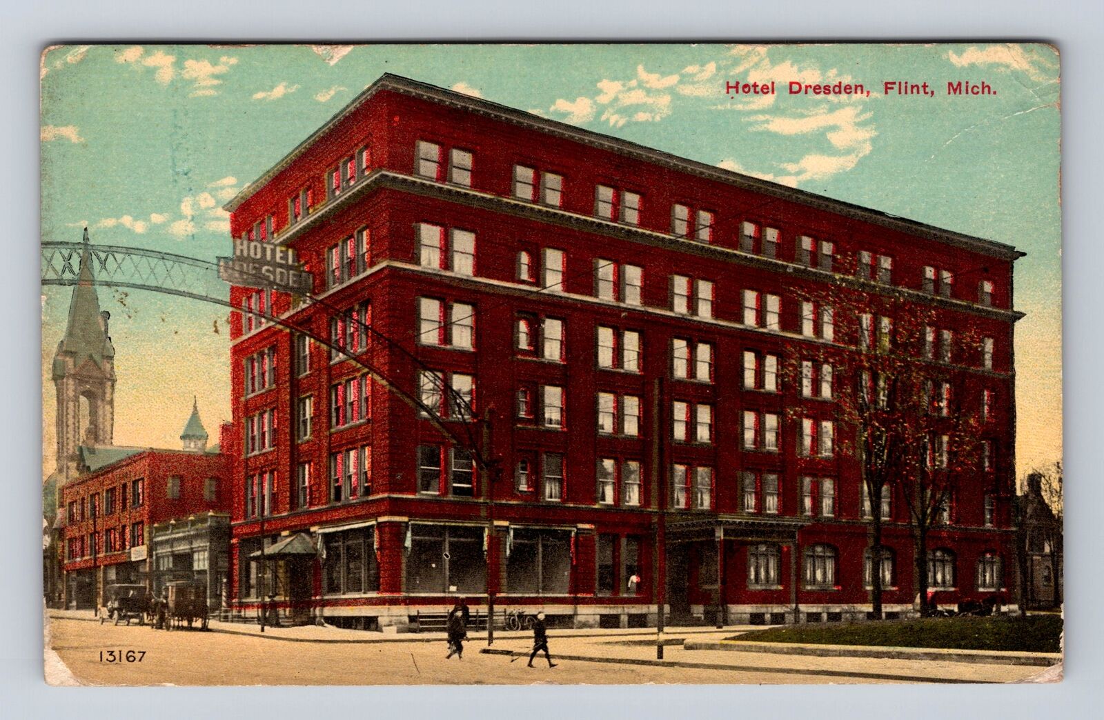 Flint MI-Michigan, Hotel Dresden, Advertisement, Antique Vintage c1913 Postcard