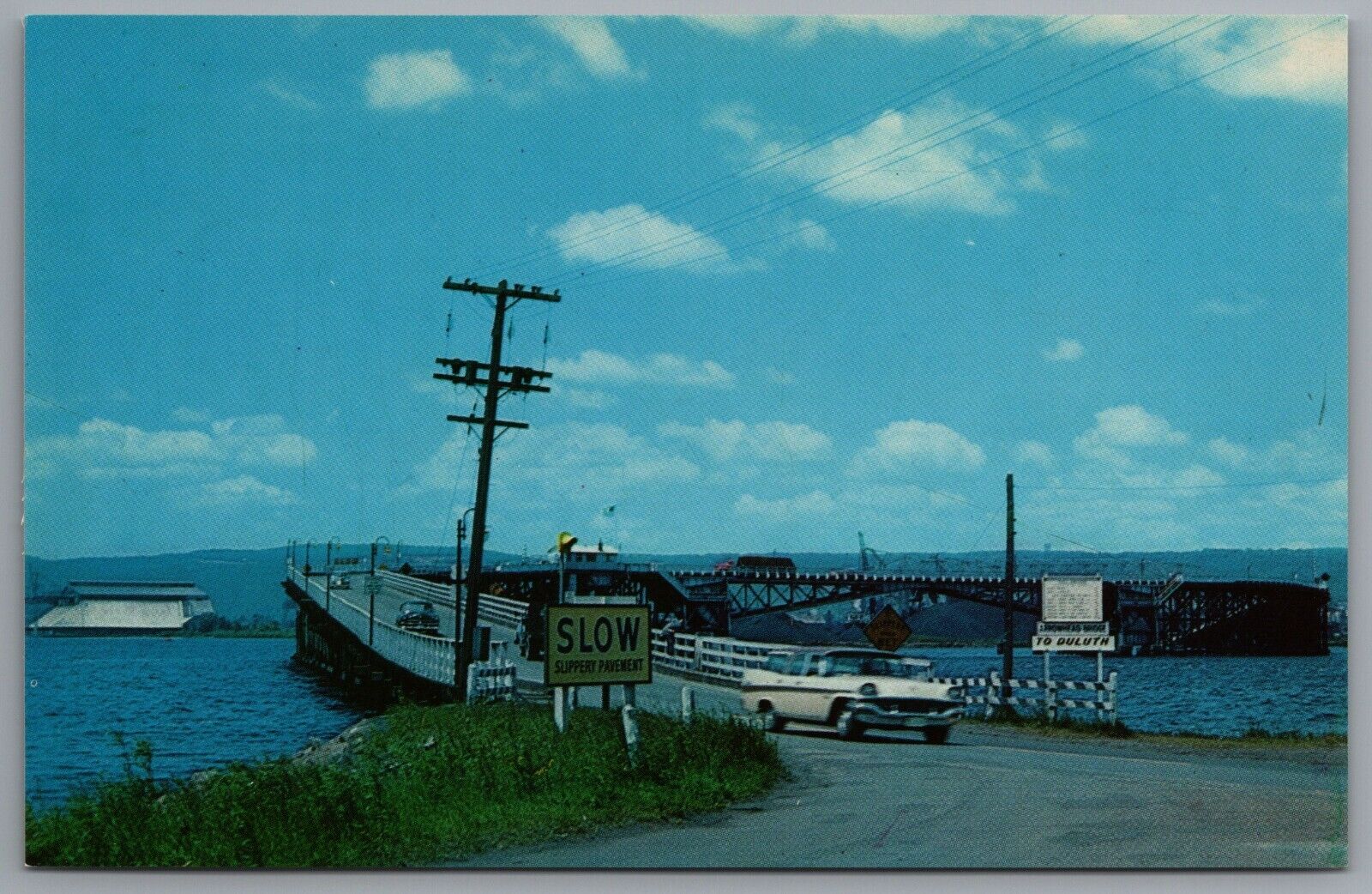 Duluth MN Arrowhead Bridge St. Louis River Superior WI c1958 Postcard