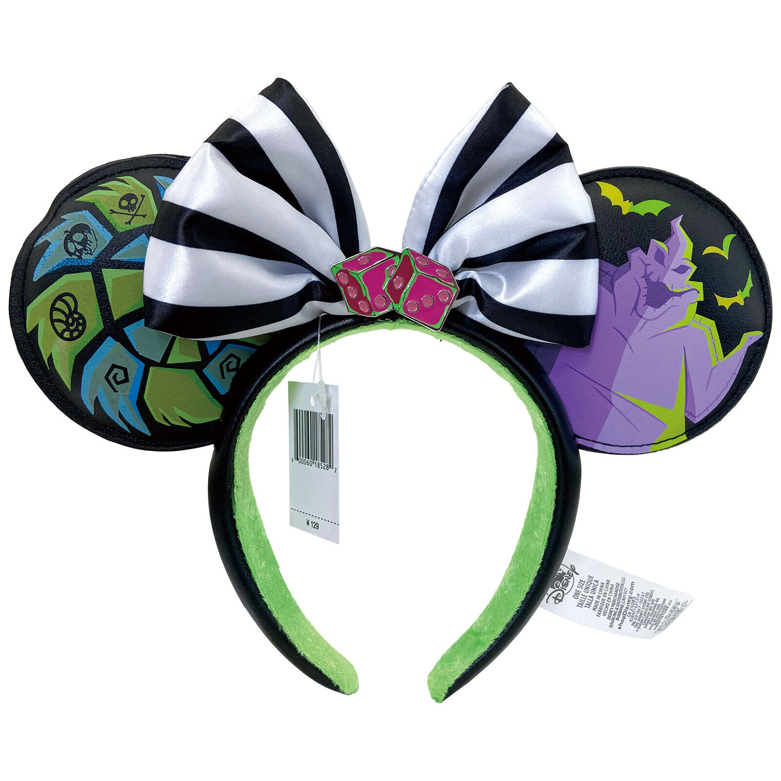 DisneyParks White Black Minnie Mouse Bow Sequins Ears Headband New Pattern Ears