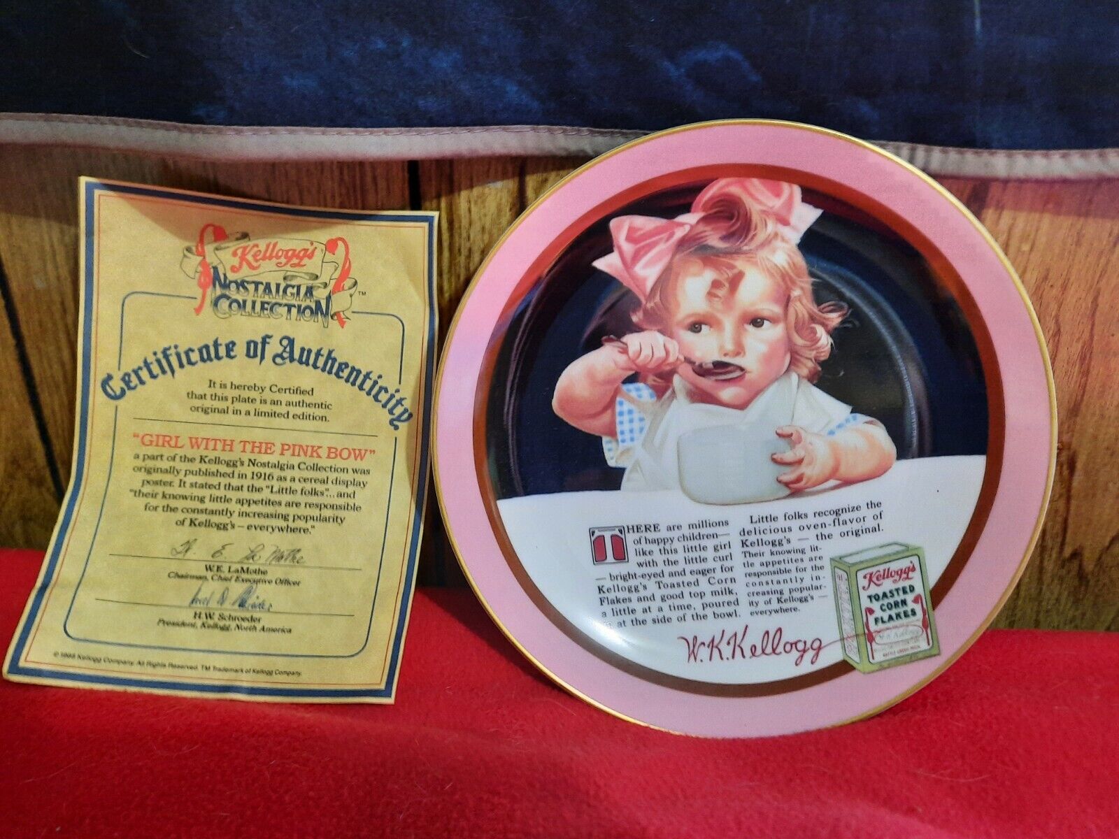 Kellogg’s Nostalgia Collection Plate 1988 Girl With The Pink Bow Series 1