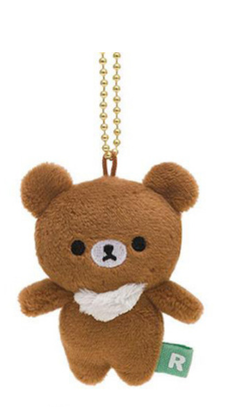 JAPAN Rilakkuma Chairoi Brown Bear Furry Mini Plush Key Ring Bag Decor Relaxing
