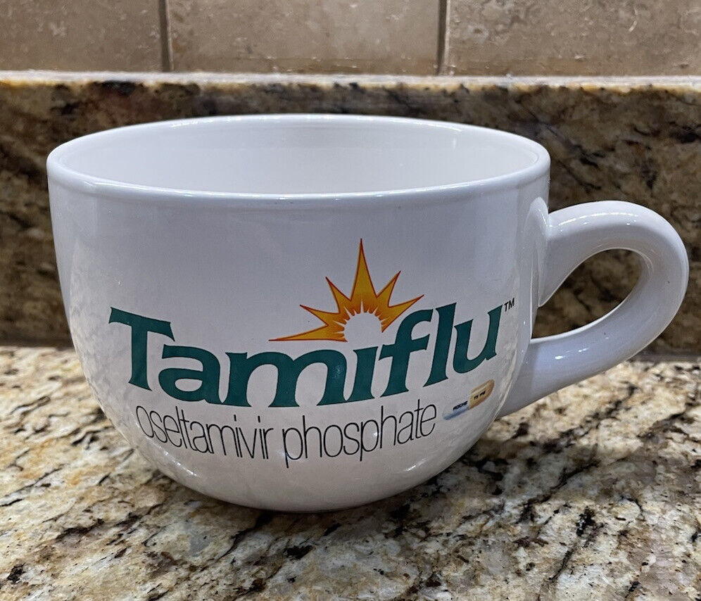 Tamiflu Advertising Coffee Soup XL White Mug Pharmaceutical Rare Medical 24 oz