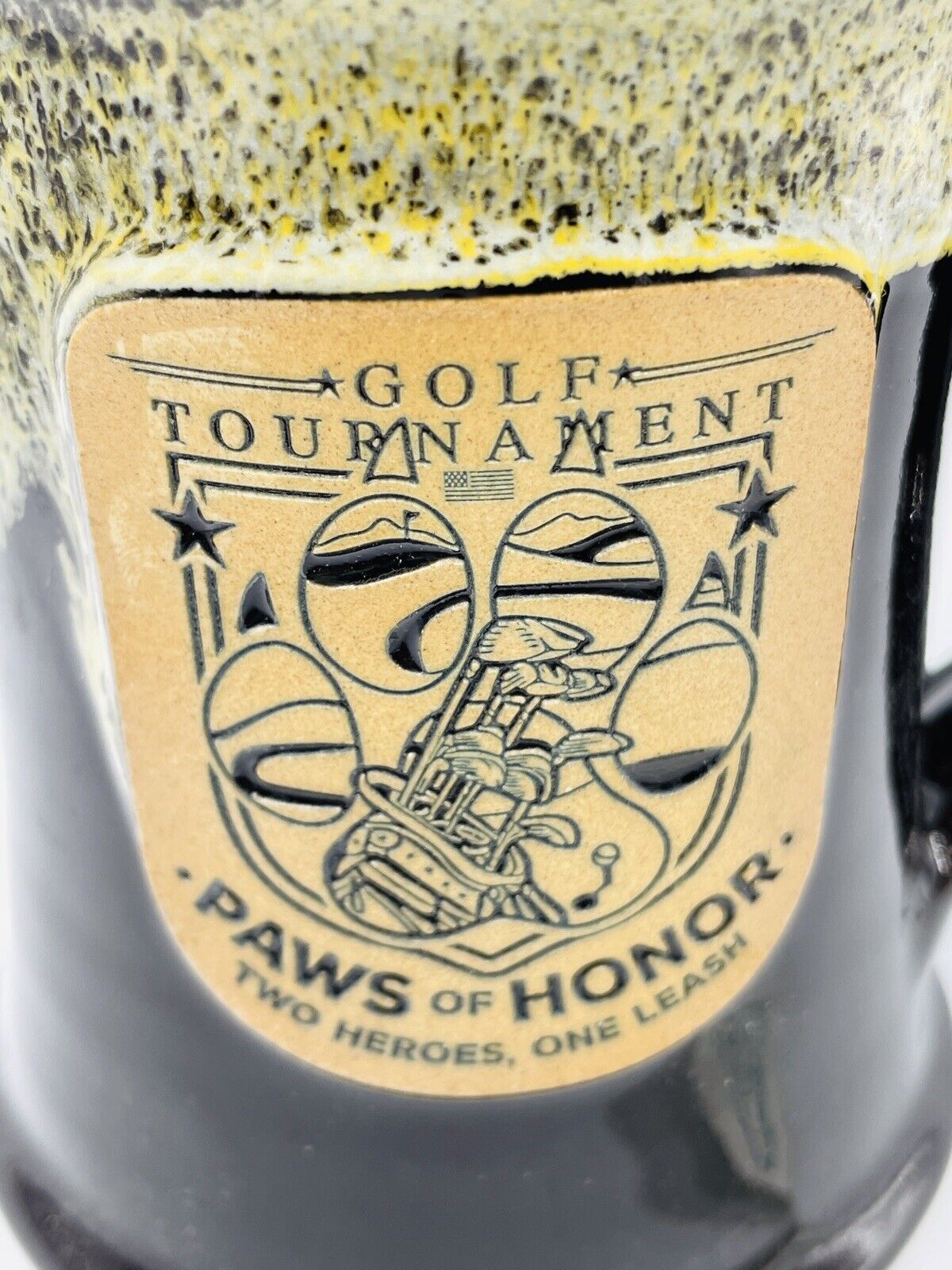 Deneen Pottery, Golf Tournament, Paws of Honor 12 oz Mug Handmade USA