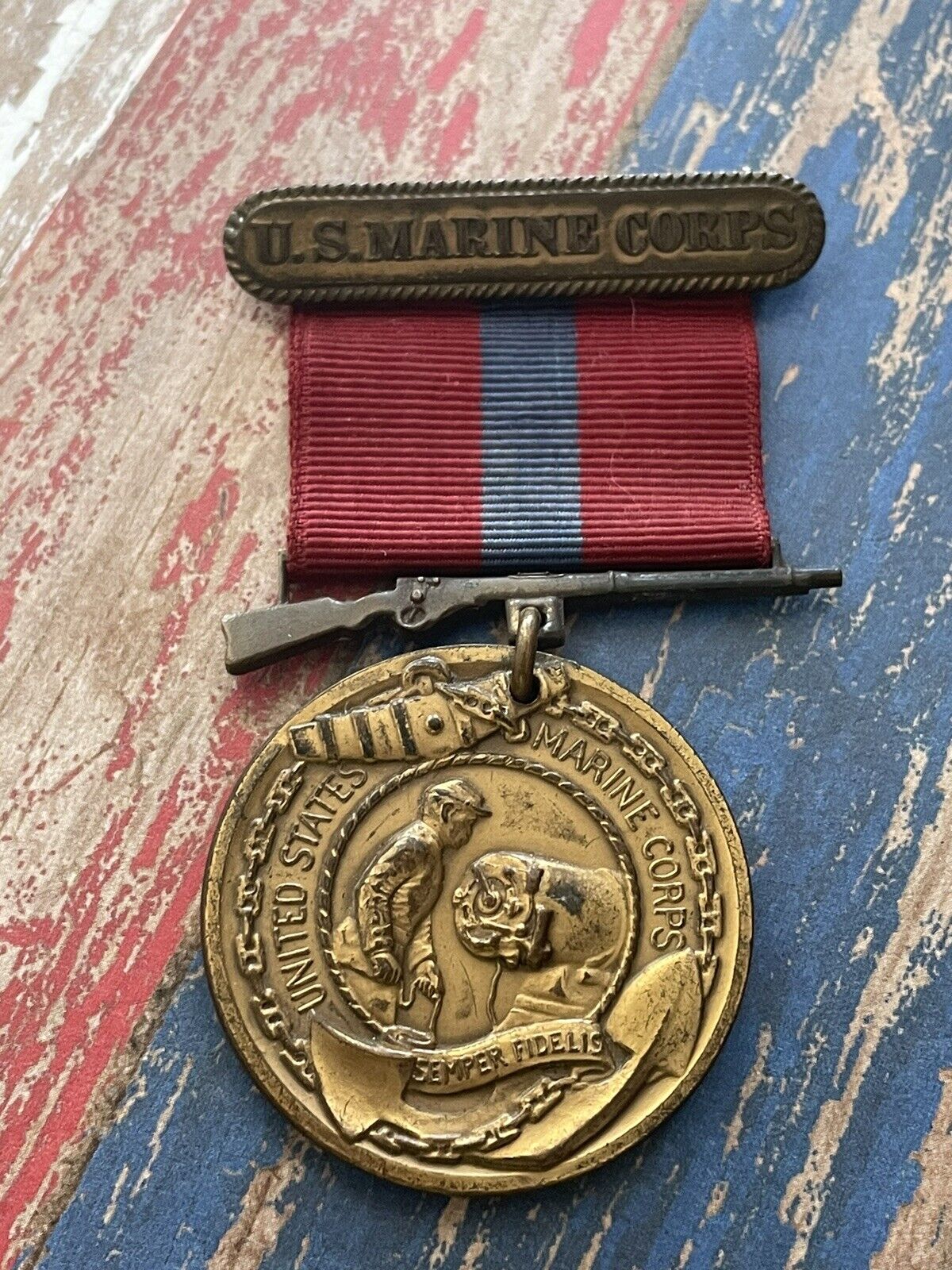 Authentic WWI U.S. Marine Corps Good Conduct Medal GCM #59681 Wounded WIA Range