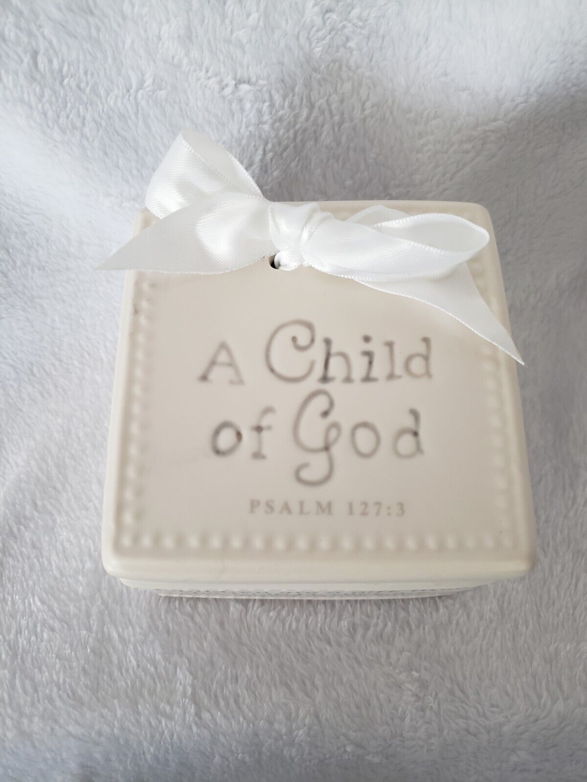 Child Of God Psalms 127:3 White Trinket Box Lighthouse Christian Products 