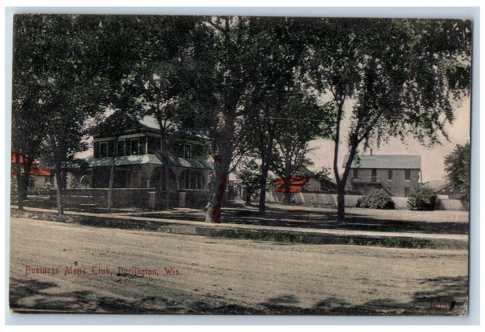 Burlington Wisconsin WI Postcard Business Mens Club Street 1908 Vintage Antique
