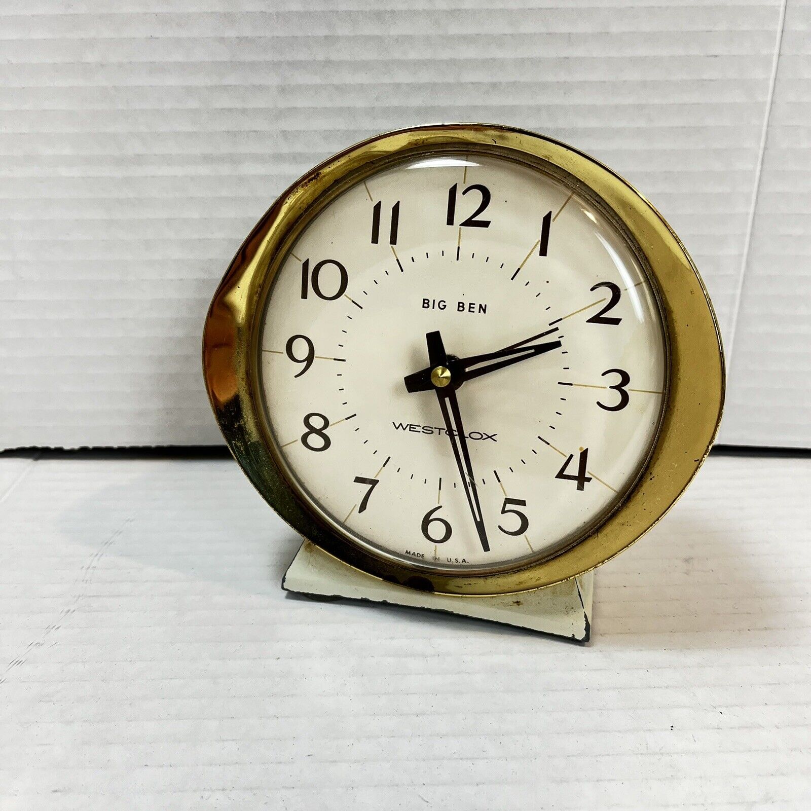 Vintage Westclock Big Ben 53647 Manual Wind Up Alarm Clock Style 8 White