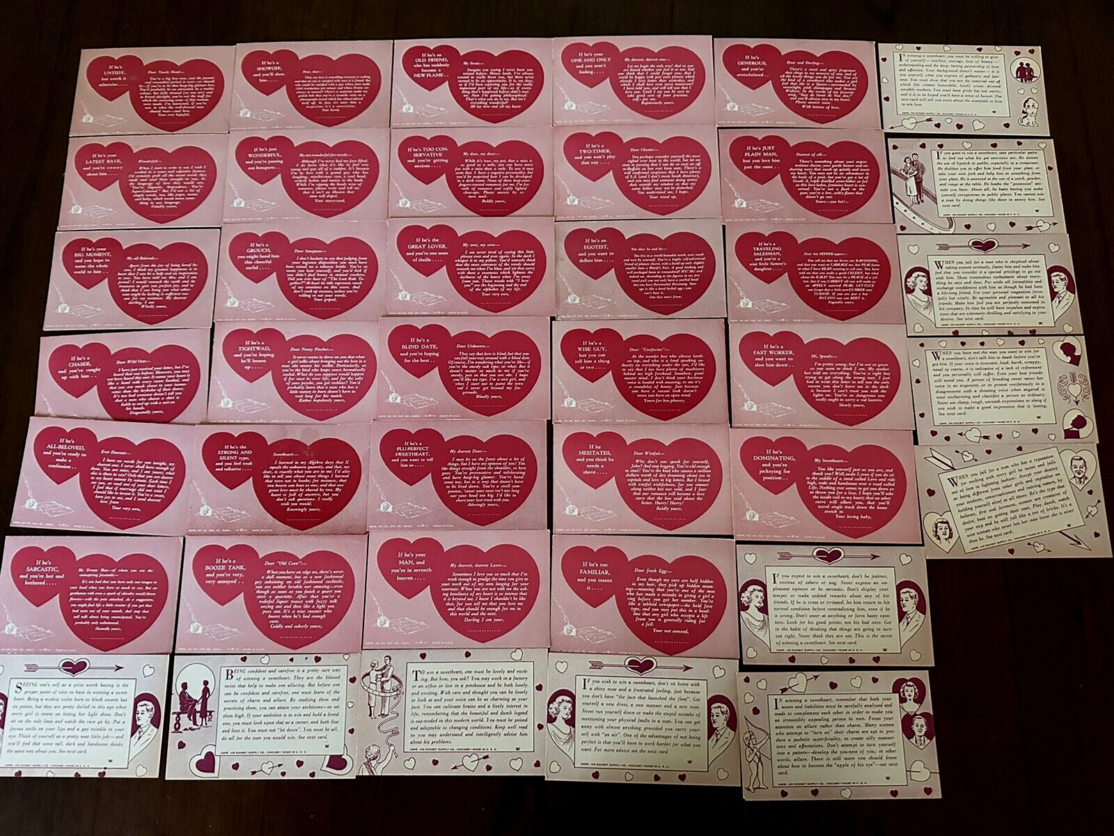 Lot of 40~ Romance Love  Fortune ~1941 Penny Arcade Exhibit Supply Trading Cards