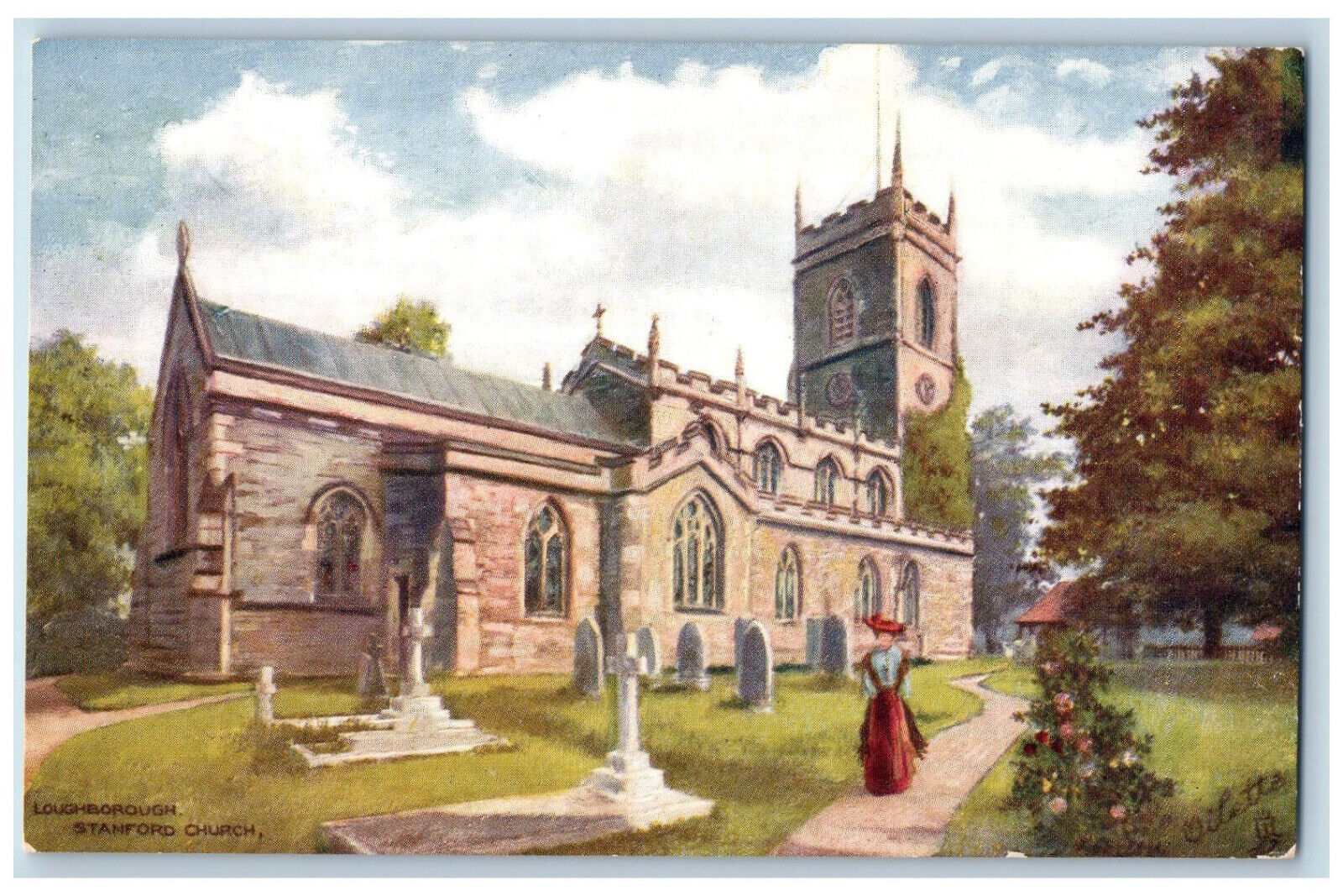 Loughborough England Postcard Stanford Church c1910 Unposted Oilette Tuck Art