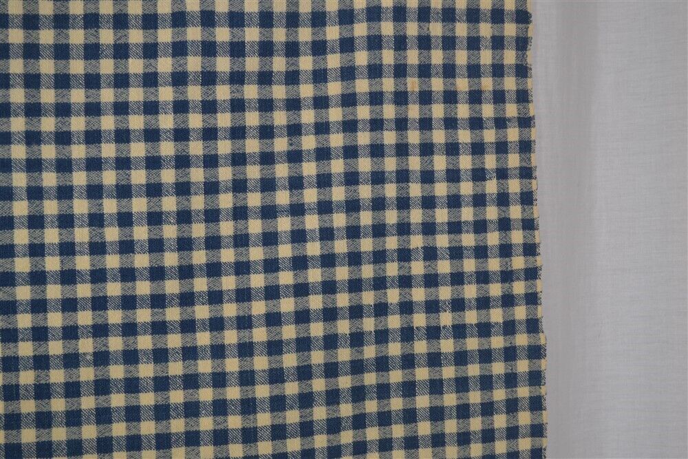  antique wool homespun panel piece blue/white check 35x74 mid 19th c original 
