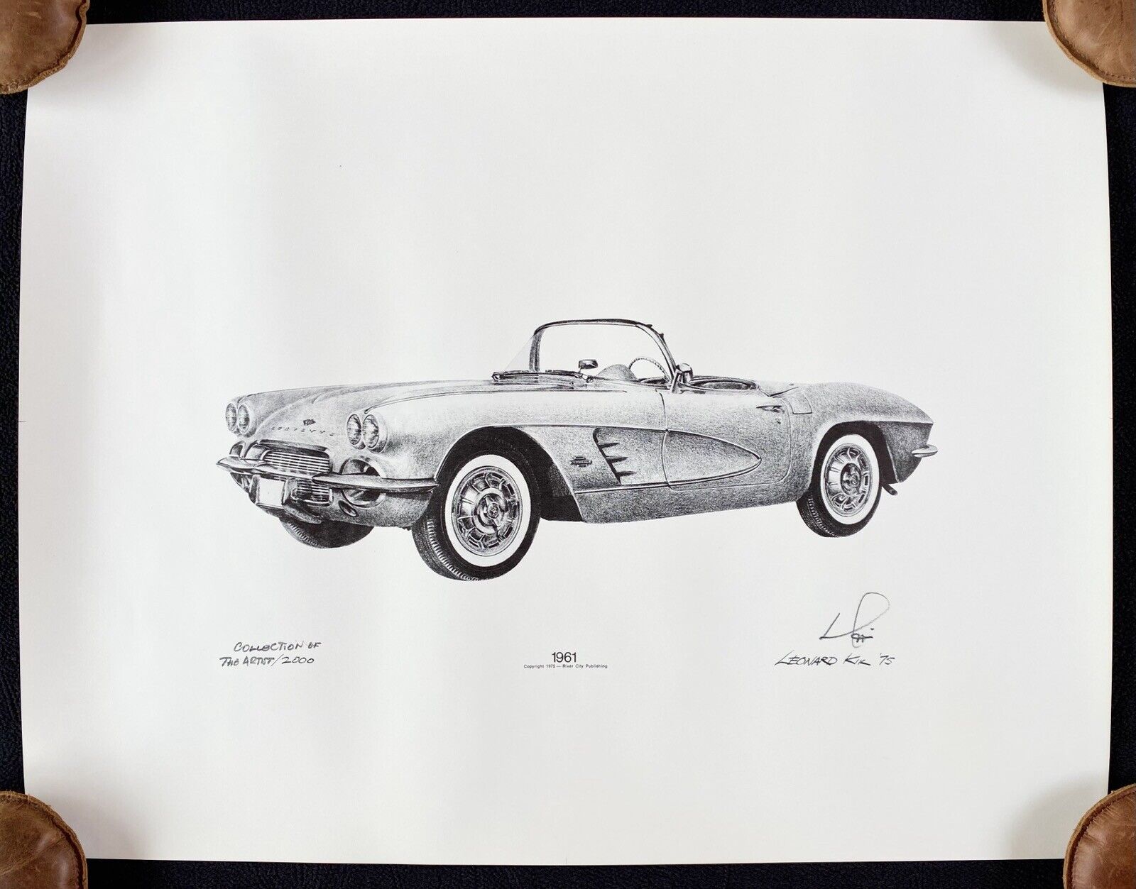 1961 Corvette Convertible Lithograph Print Kik LtdEd AP Artist's Collection