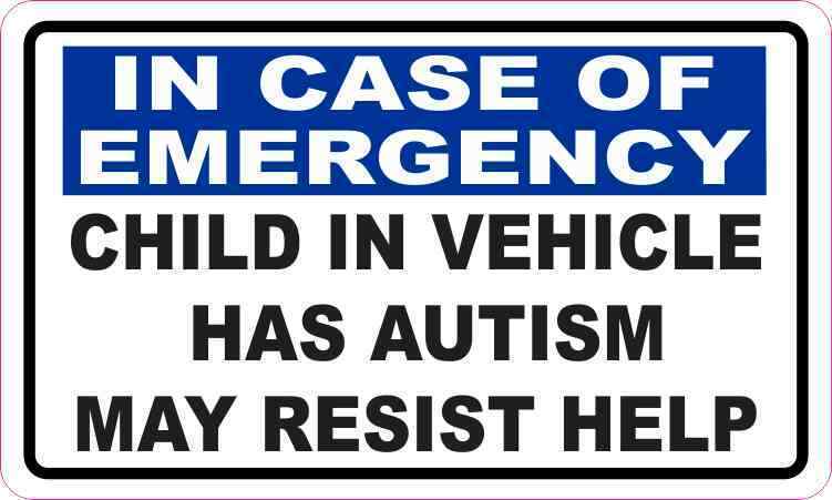 5in x 3in Child in Vehicle Has Autism Magnet
