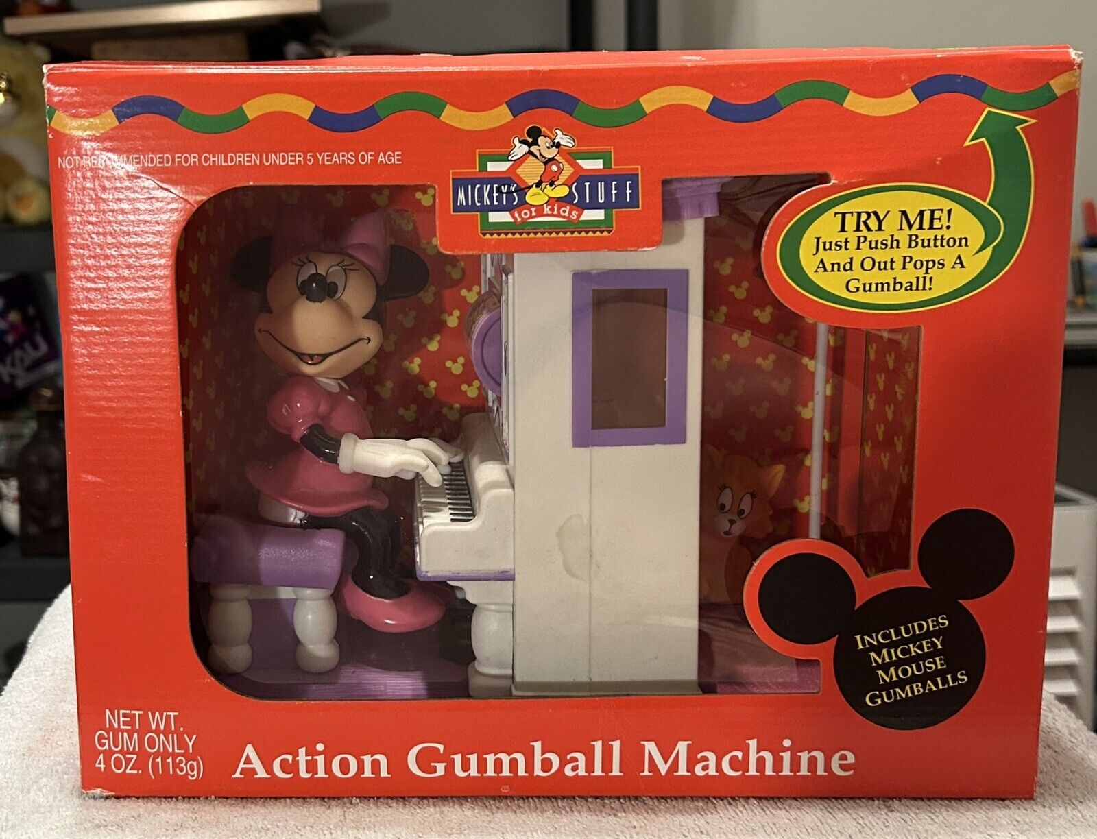 Vintage Disney Gumball Machine Minnie Mouse Playing Piano Animated Action Dispen