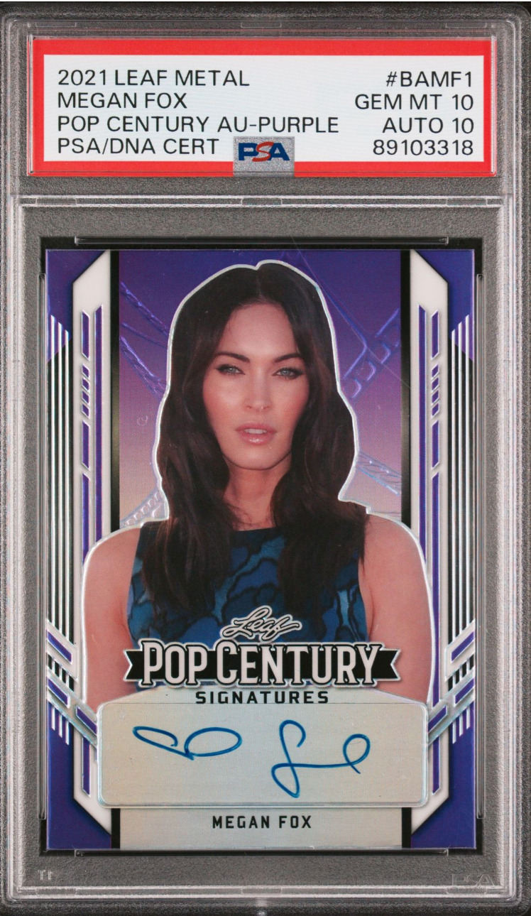 Megan Fox 2021 Leaf Metal Pop Century Purple Autograph 15/20 PSA 10 Gem Mint