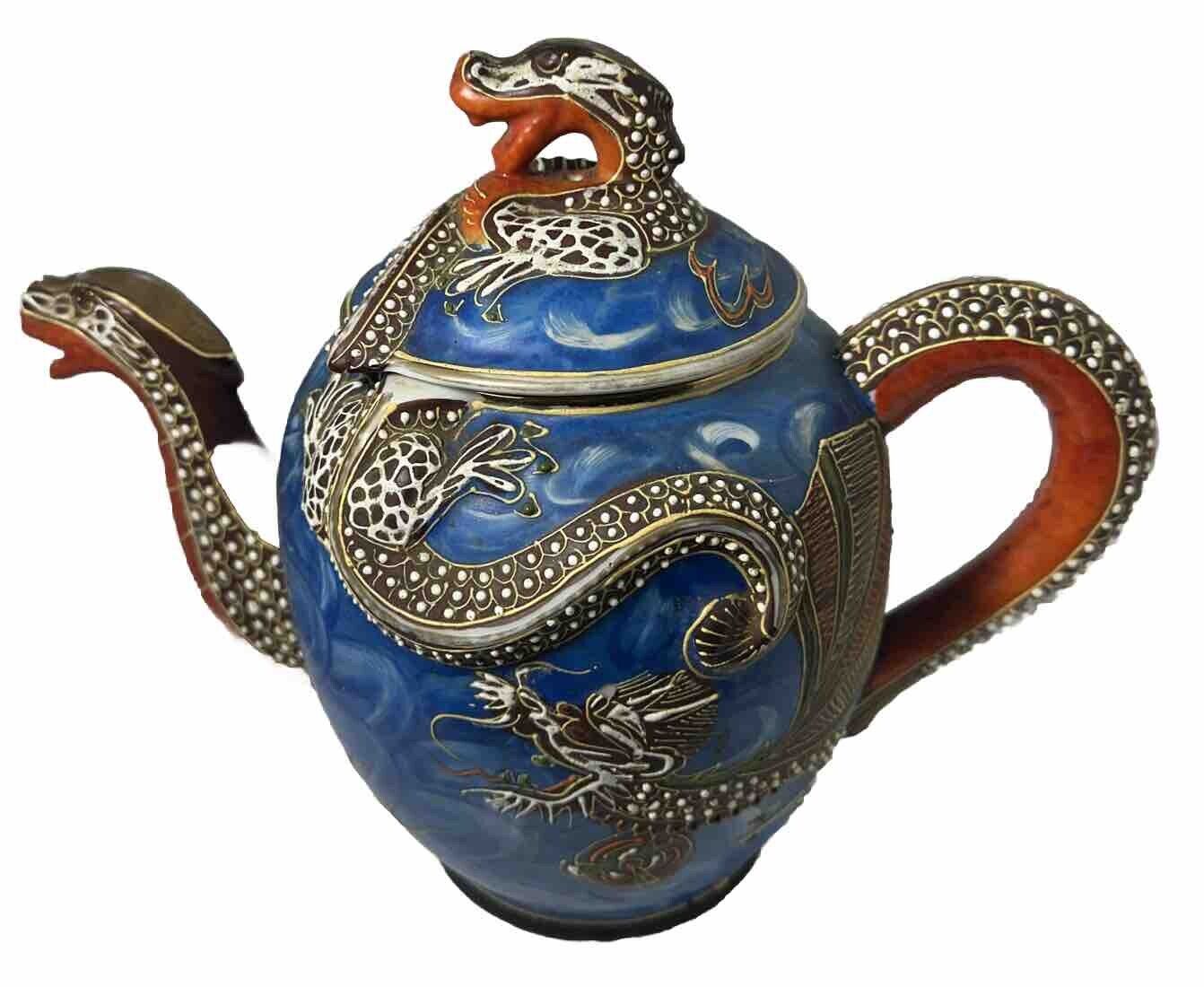 Vintage Yamasan China Dragon Figural Teapot Japanese Ceramic Hand Painted