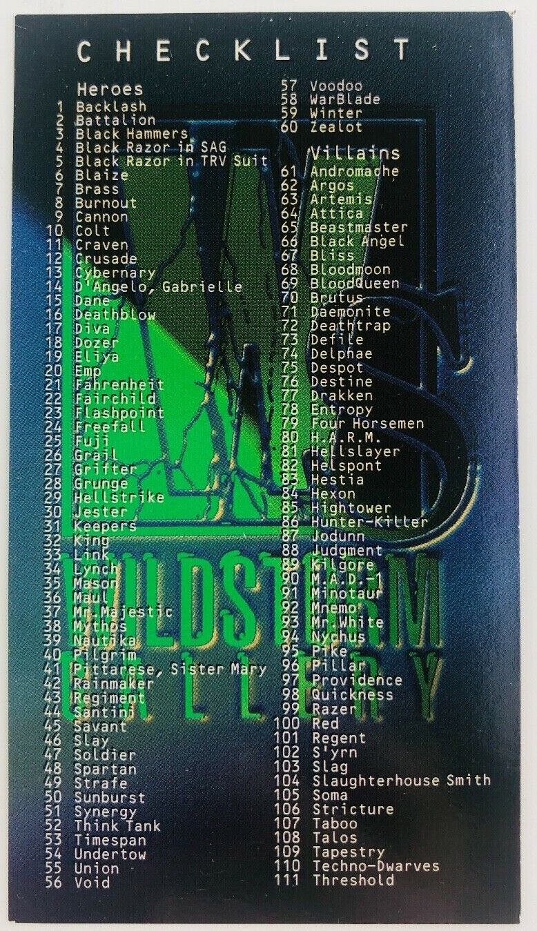 1995 Wildstorm Gallery Widevision Trading Card #138 Checklist