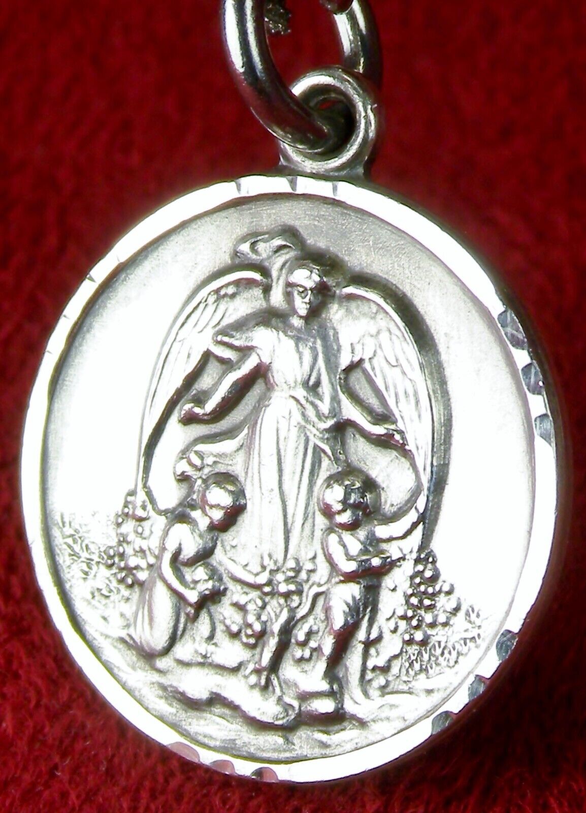 Carmelite Nun’s Vintage Guardian Angel Gabriel Protect Me Sterling Silver Medal
