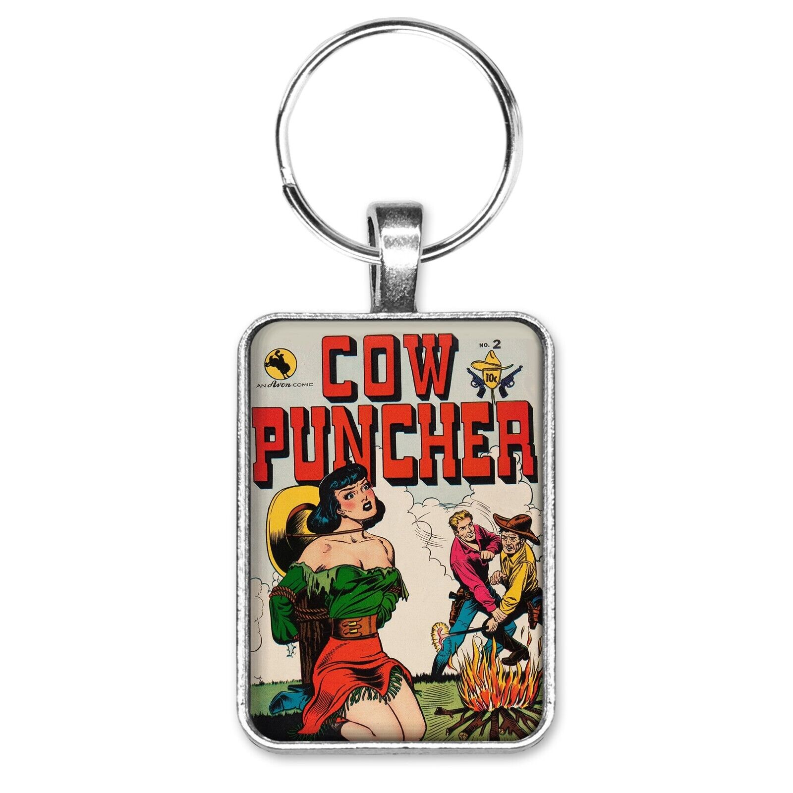 Cow Puncher Comics #2 Cover Key Ring or Necklace Classic Comic Book Jewelry