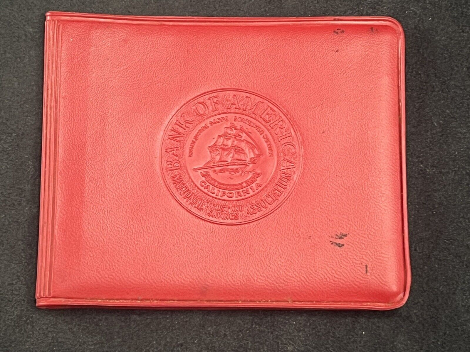 Vintage Bank Of America California Red Money Holder Wallet 