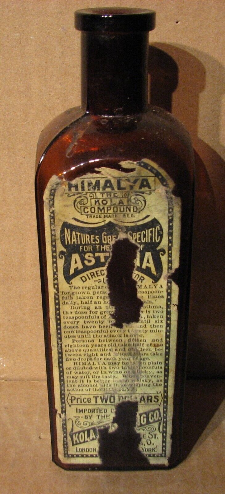 Vintage Medicine Bottle. Himalya: Nature's Cure for Asthma.