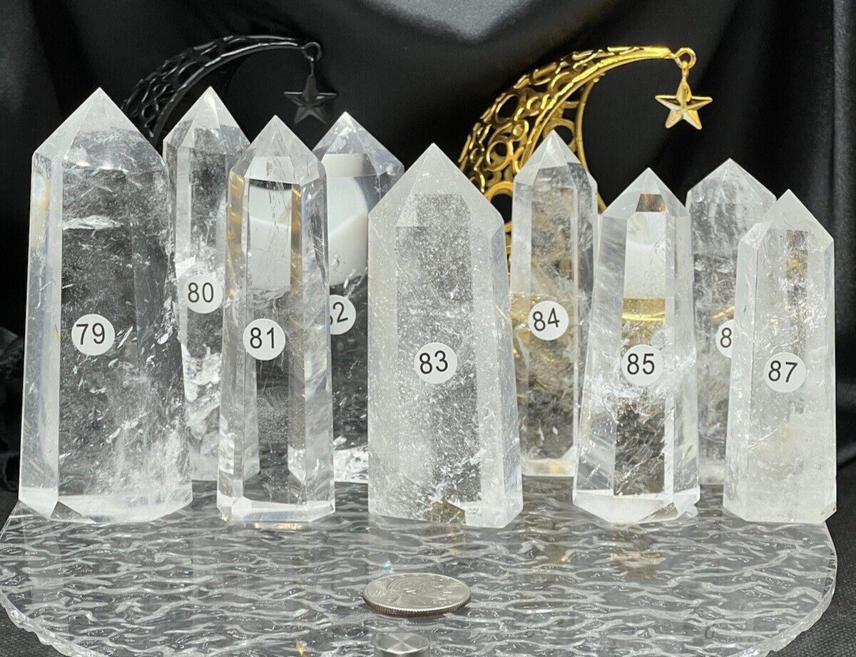 Natural Stunning Clear Quartz towers Amplifier rainbows L@@K  Free gift