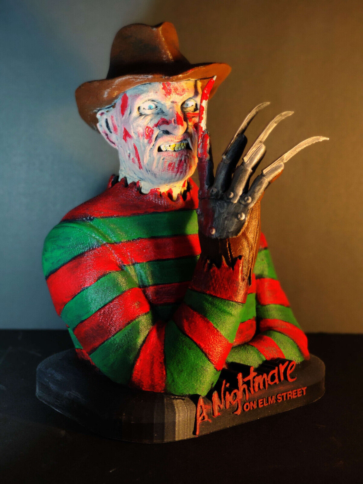 Freddy Krueger Bust - Fanart Hand Painted Statue Inspired By Freddy - 3D Printed