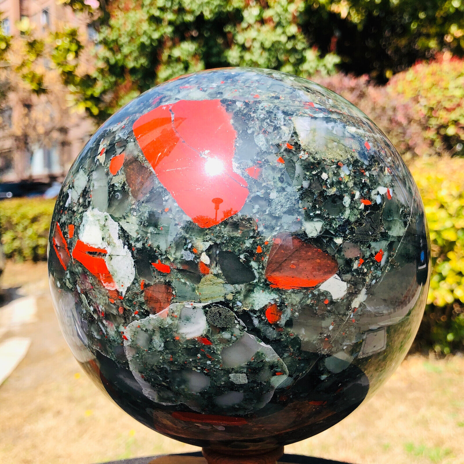 10.93lb Natural African blood stone ball crystal Quartz polished Sphere Reiki